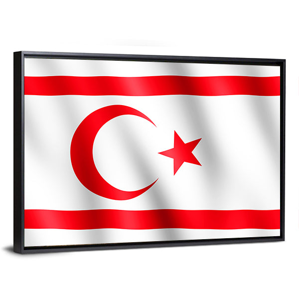 Flag Of Northern Cyprus Canvas Wall Art-1 Piece-Floating Frame-24" x 16"-Tiaracle