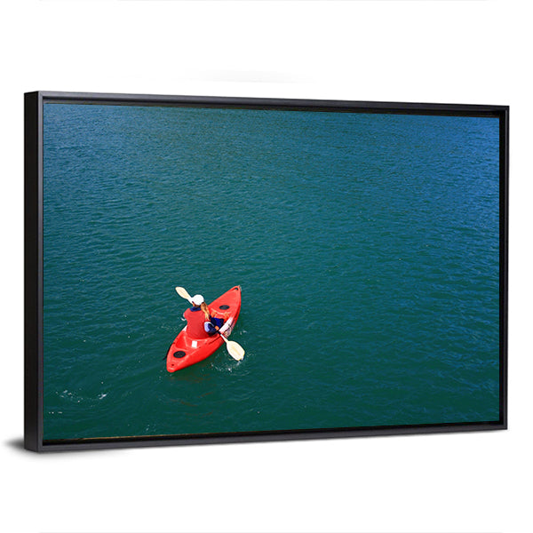 Kayaking in Calm Ocean Waters Canvas Wall Art