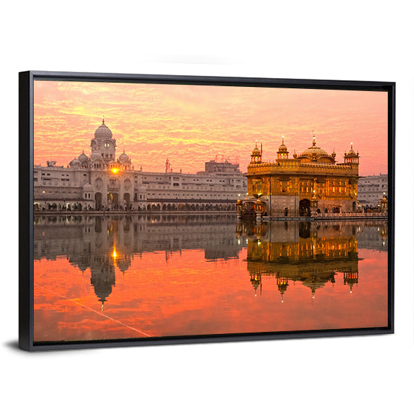 Golden Temple in Amritsar India Canvas Wall Art-1 Piece-Floating Frame-36" x 24"-Tiaracle