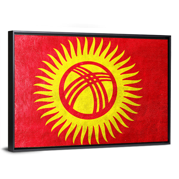 Kyrgyzstan Flag with Tunduk Sun Canvas Wall Art