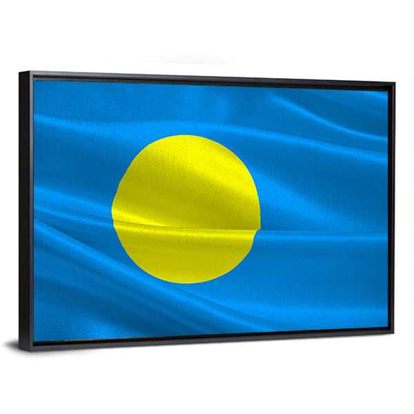 Flag Of Palau Canvas Wall Art-1 Piece-Floating Frame-24" x 16"-Tiaracle