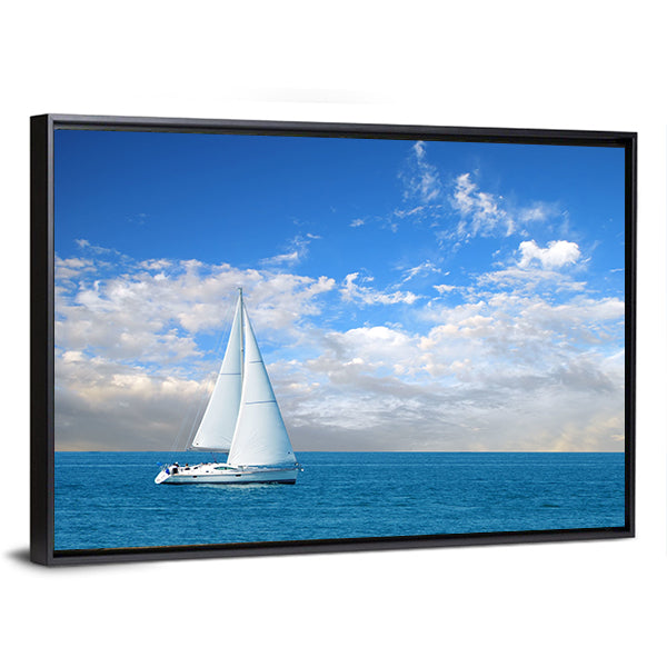 Modern Sail Boat Canvas Wall Art-1 Piece-Floating Frame-24" x 16"-Tiaracle