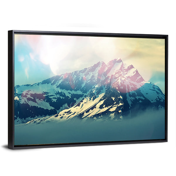 Majestic Mountain Peak in Bright Light Canvas Wall Art