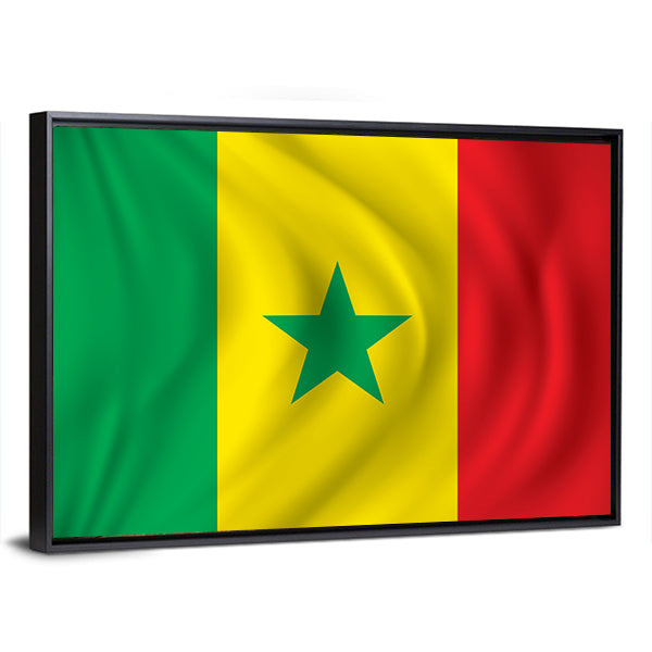 Flag Of Senegal Canvas Wall Art-1 Piece-Floating Frame-24" x 16"-Tiaracle