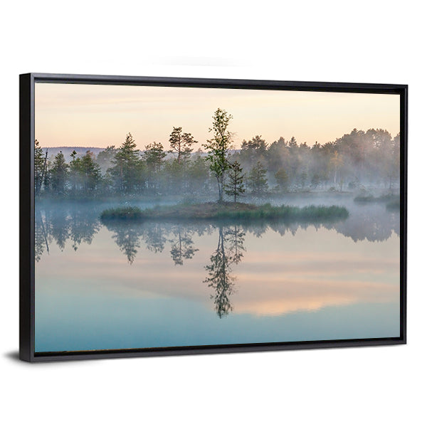 Morning Fog on Lake Canvas Wall Art