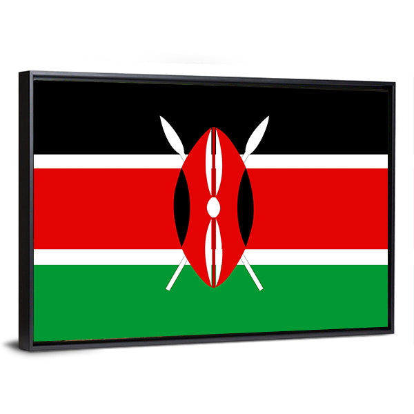 Flag Of Kenya Illustration Canvas Wall Art-1 Piece-Floating Frame-36" x 24"-Tiaracle
