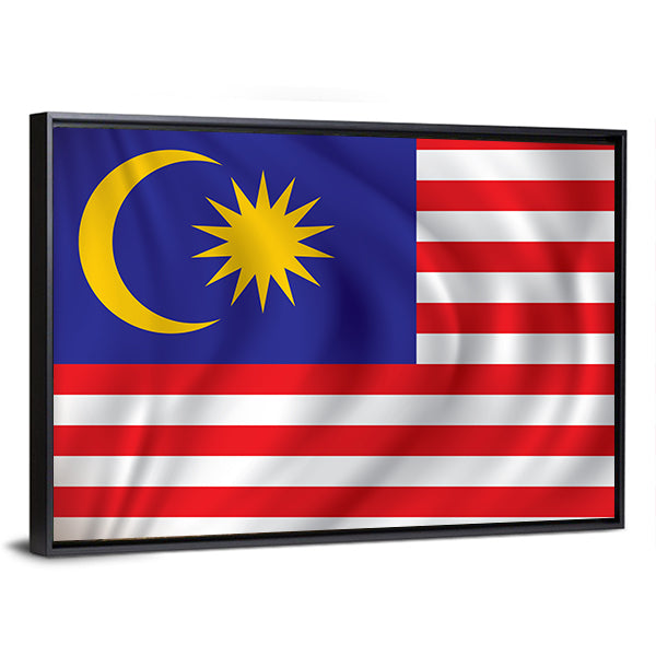Flag Of The Malaysia Canvas Wall Art-1 Piece-Floating Frame-36" x 24"-Tiaracle