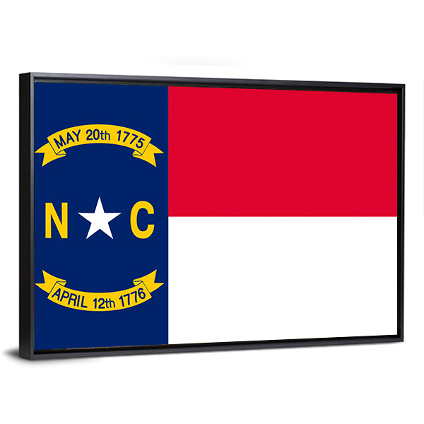 Flag Of North Carolina Canvas Wall Art-1 Piece-Floating Frame-24" x 16"-Tiaracle