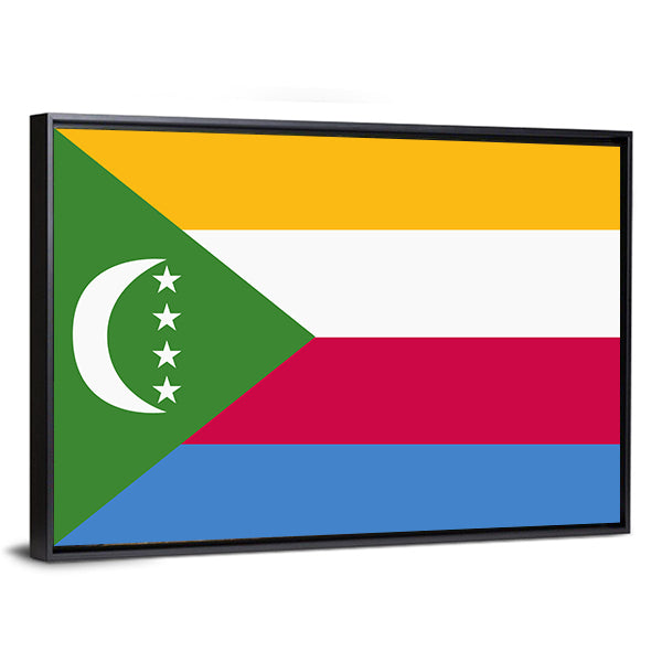 Flag Of Comoros Canvas Wall Art-1 Piece-Floating Frame-36" x 24"-Tiaracle
