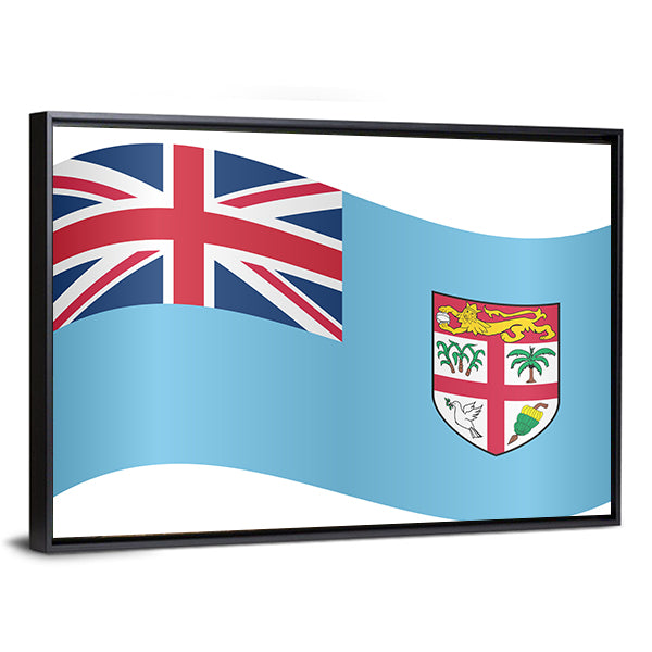 Fijian National Official Flag Canvas Wall Art-1 Piece-Floating Frame-36" x 24"-Tiaracle