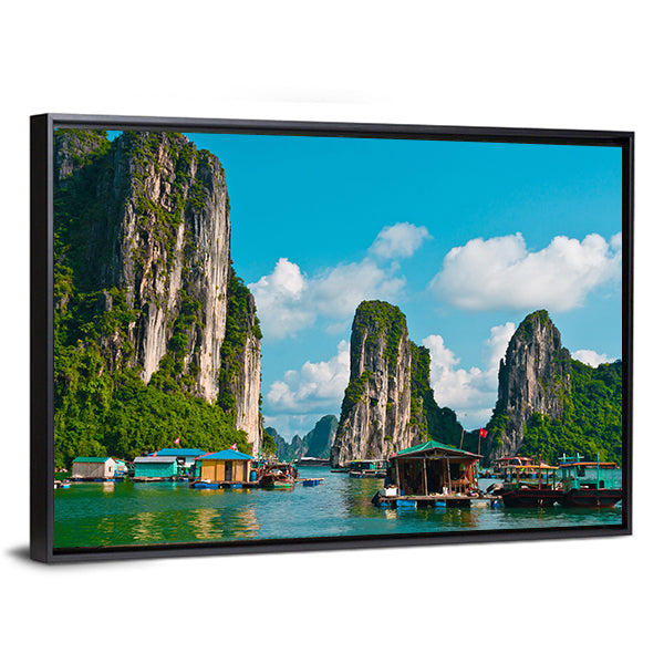 Floating Fishing Village Canvas Wall Art