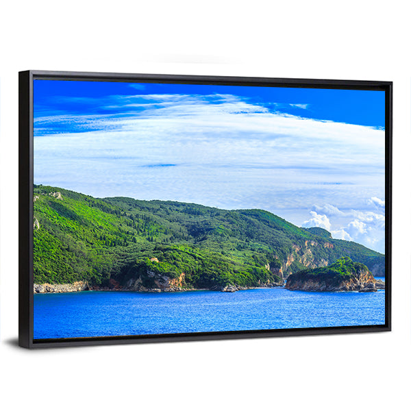 Lush Greek Coastline Canvas Wall Art