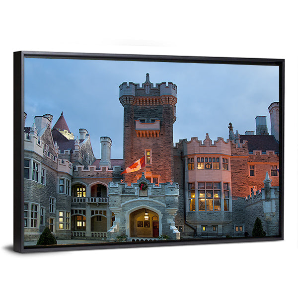 Architecture Of Casa Loma Canada Canvas Wall Art-1 Piece-Floating Frame-24" x 16"-Tiaracle