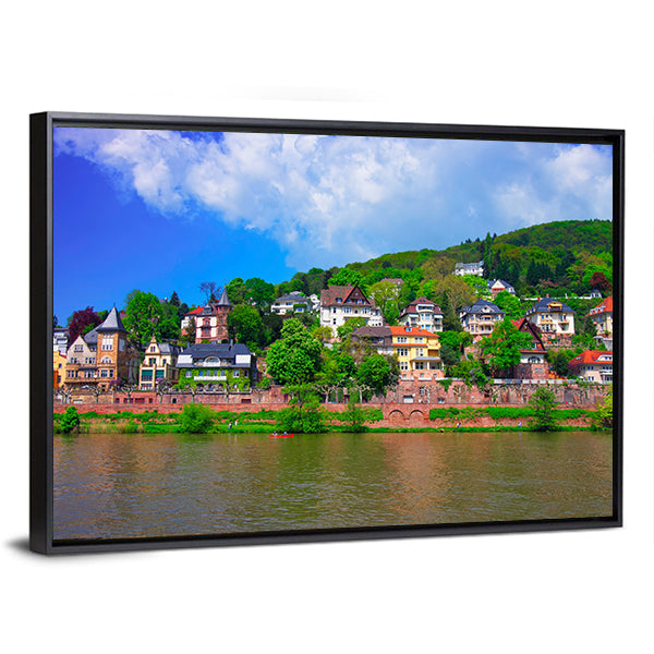 Neckar River Quay Scene Canvas Wall Art