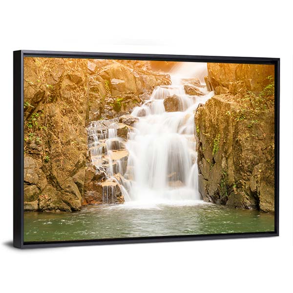 Namtok Phlio Waterfall Canvas Wall Art-1 Piece-Floating Frame-24" x 16"-Tiaracle