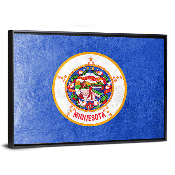 Minnesota Flag Canvas Wall Art-1 Piece-Floating Frame-24" x 16"-Tiaracle