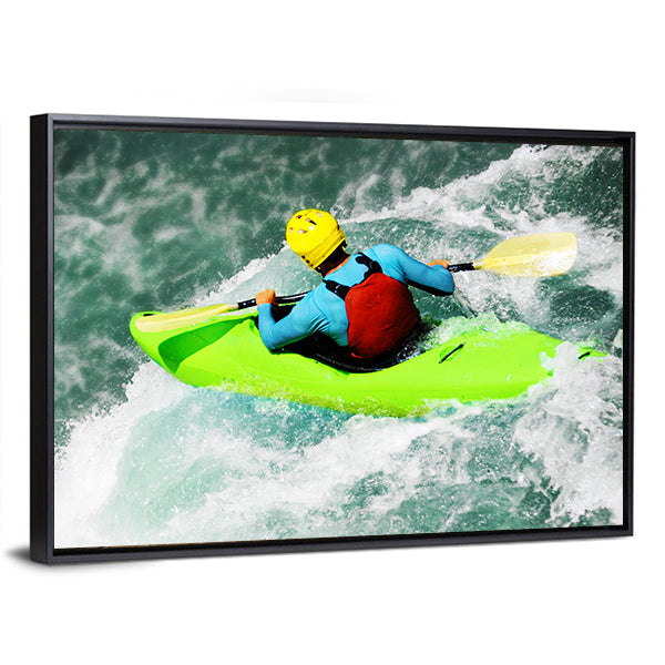 Kayaking in Extreme Fall Canvas Wall Art-1 Piece-Floating Frame-24&quot; x 16&quot;-Tiaracle