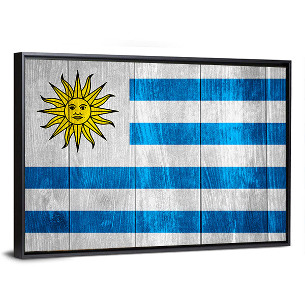 Flag Of Uruguay Canvas Wall Art-1 Piece-Floating Frame-36" x 24"-Tiaracle