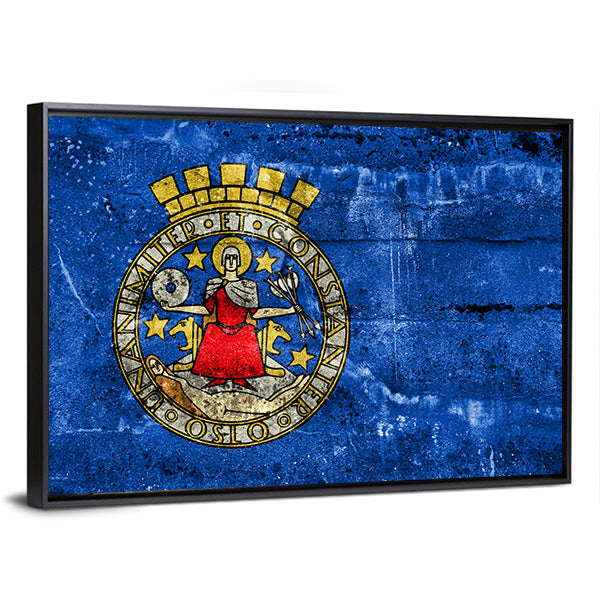 Flag Of Oslo Norway Canvas Wall Art-1 Piece-Floating Frame-36" x 24"-Tiaracle
