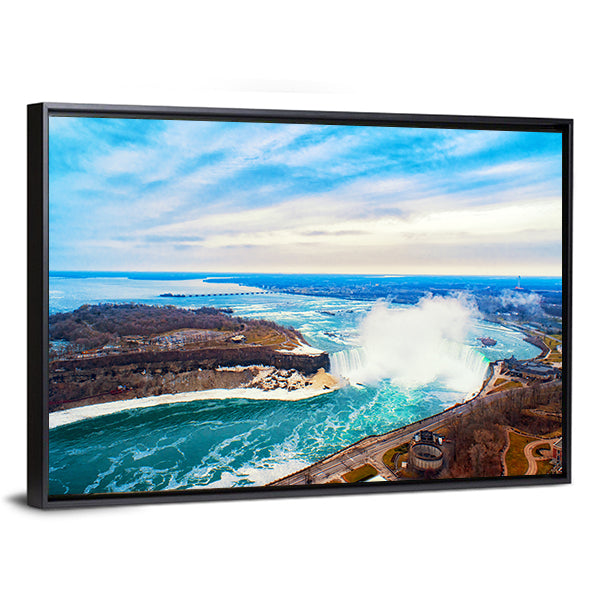 Niagara Falls Between United States Of America Canvas Wall Art-1 Piece-Floating Frame-36" x 24"-Tiaracle