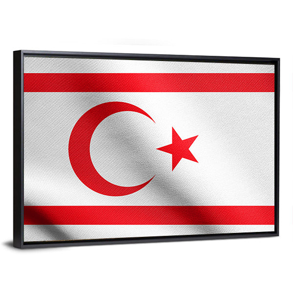 Northern Cyprus Flag Canvas Wall Art-1 Piece-Floating Frame-36" x 24"-Tiaracle