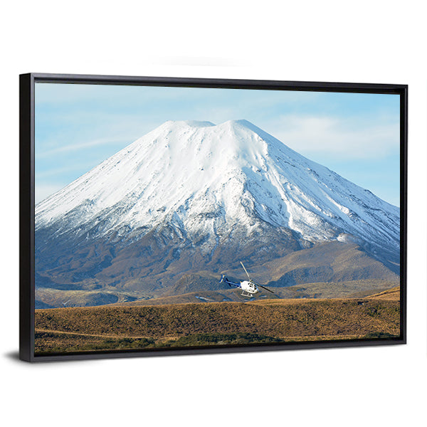 Helicopter Fly Around Mount Ngauruhoe Canvas Wall Art-3 Horizontal-Gallery Wrap-25" x 16"-Tiaracle
