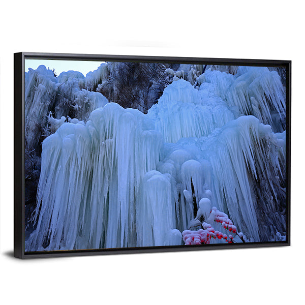 Ice Waterfall in Winter Canvas Wall Art