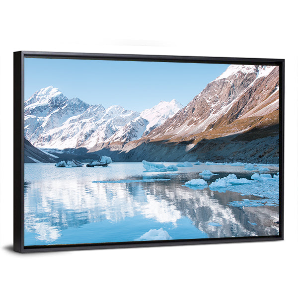 Glacial Lake with Snow-capped Mountains Canvas Wall Art