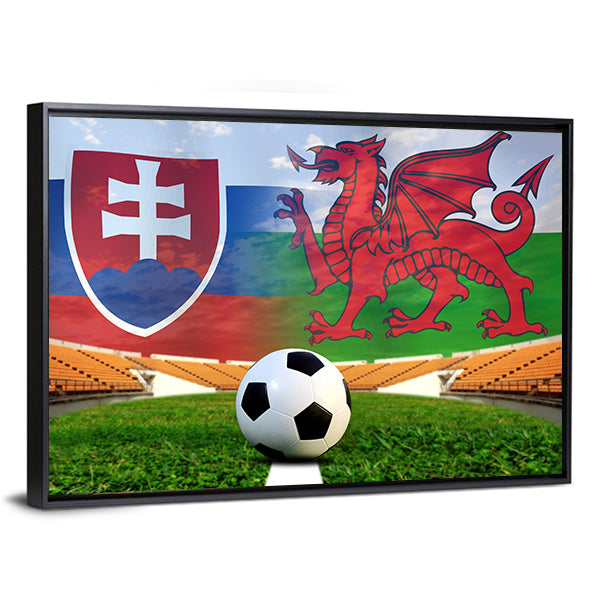 Football Slovakia And Welsh Canvas Wall Art-1 Piece-Floating Frame-36&quot; x 24&quot;-Tiaracle