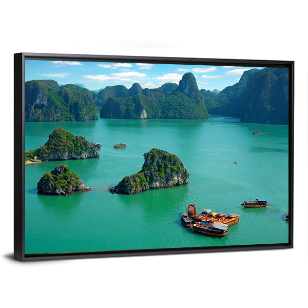 Ha Long Bay Vietnam Canvas Wall Art-1 Piece-Floating Frame-36" x 24"-Tiaracle