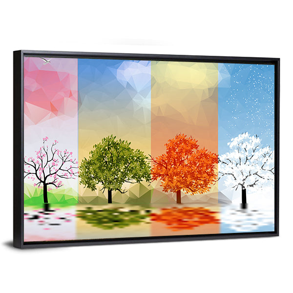 Four Seasons Geometric Landscape Canvas Wall Art