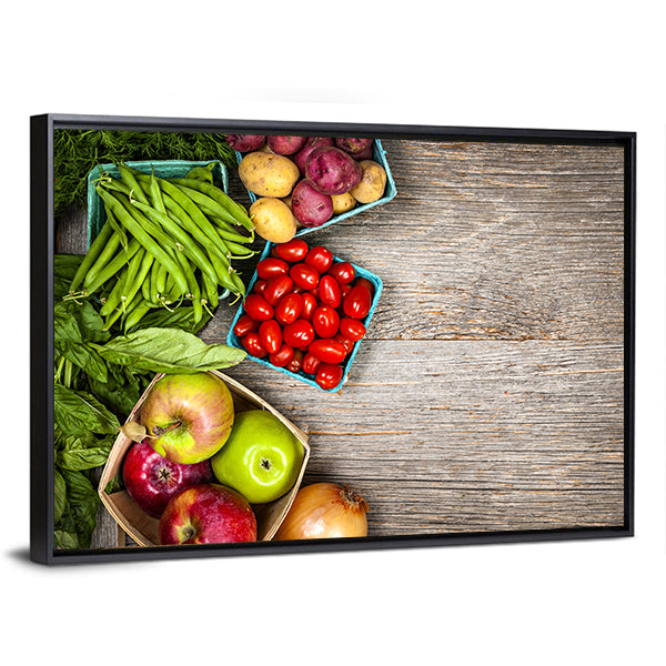 Fruits &amp; Vegetables Canvas Wall Art-1 Piece-Floating Frame-24" x 16"-Tiaracle