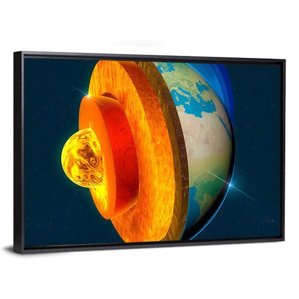 Earth's Core Cross-section Illustration Canvas Wall Art