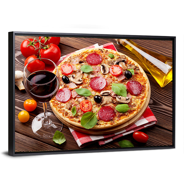 Italian Pizza Canvas Wall Art-1 Piece-Floating Frame-36" x 24"-Tiaracle