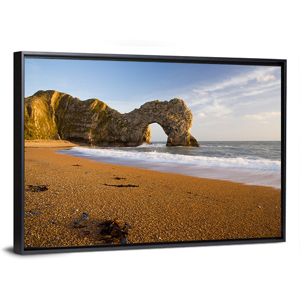 Durdle Door Natural Rock Arch In Dorset England Canvas Wall Art-1 Piece-Floating Frame-36" x 24"-Tiaracle