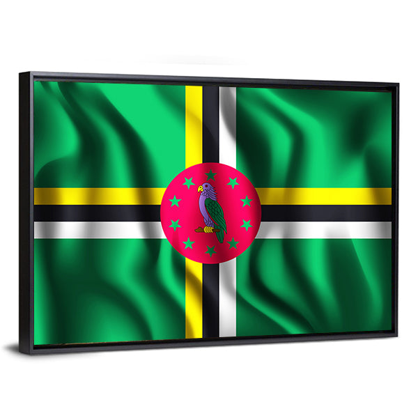 Flag Of Dominica Canvas Wall Art-1 Piece-Floating Frame-36" x 24"-Tiaracle