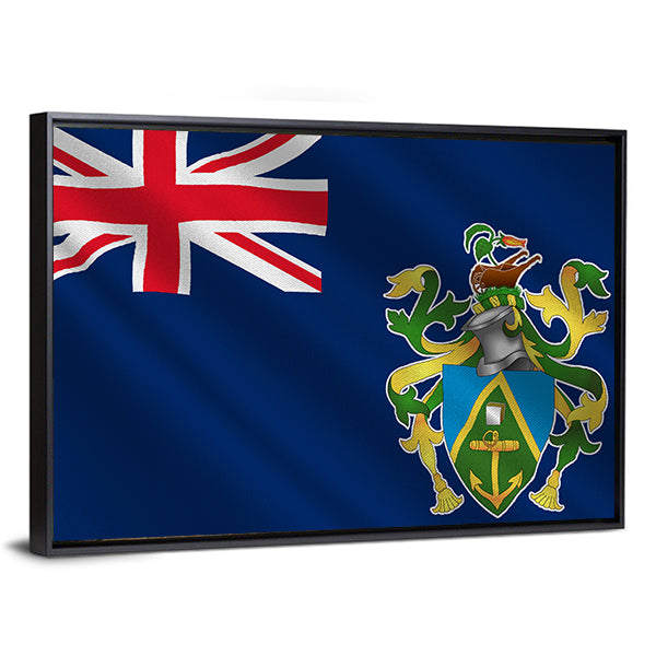 Flag Of Pitcairn Islands Canvas Wall Art-1 Piece-Floating Frame-24" x 16"-Tiaracle