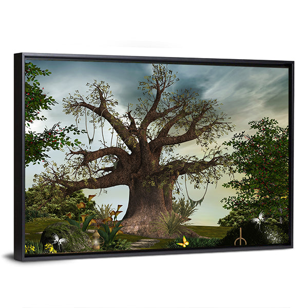 Enchanted Giant Tree with Winding Path Canvas Wall Art