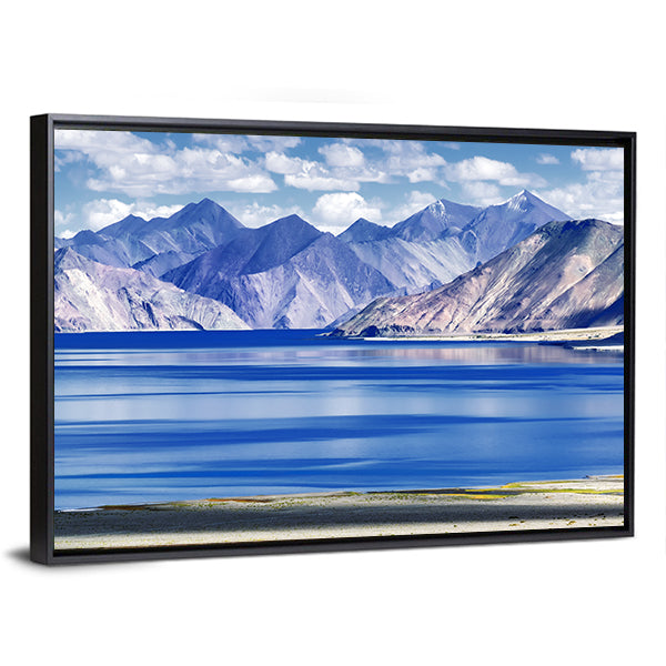 Lake In Ladakh Canvas Wall Art-1 Piece-Floating Frame-24" x 16"-Tiaracle