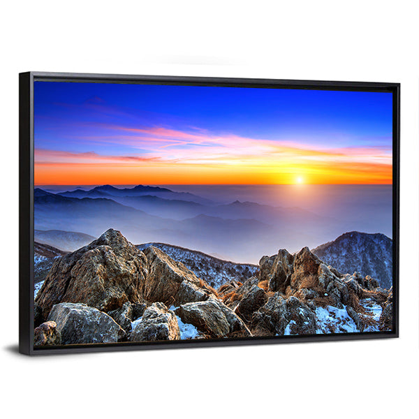 Deogyusan Sunrise Over Snow-capped Peaks Canvas Wall Art