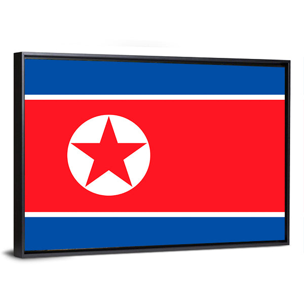Flag Of North Korea Canvas Wall Art-1 Piece-Floating Frame-36" x 24"-Tiaracle