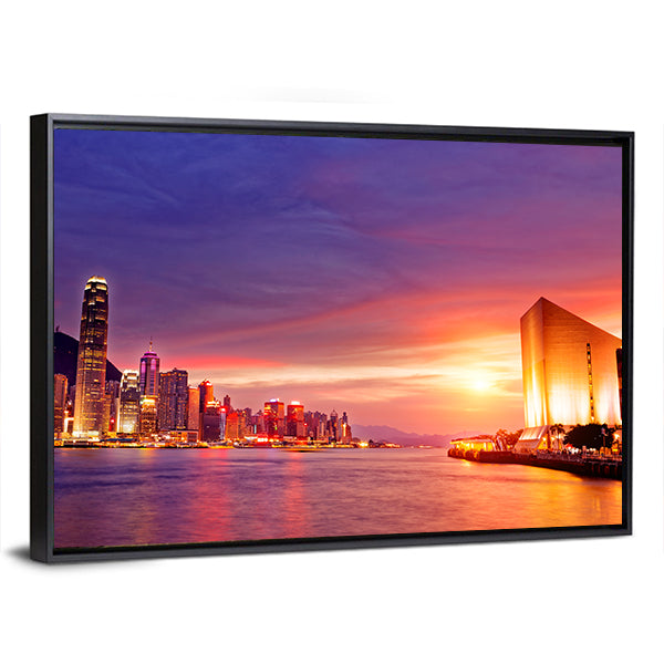 Hong Kong Cityscape at Sunset Canvas Wall Art