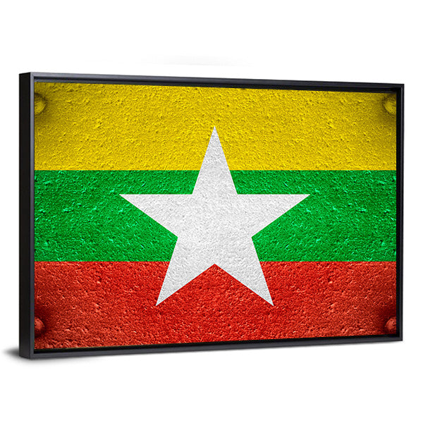 Flag Of Burma Canvas Wall Art-1 Piece-Floating Frame-36" x 24"-Tiaracle
