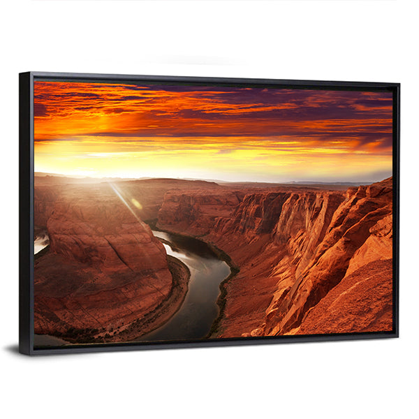 Horseshoe Bend at Sunset Canvas Wall Art