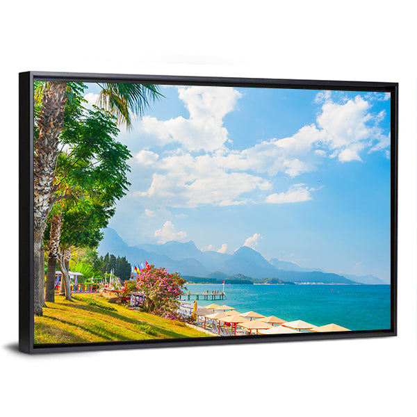 Beach With Green Trees In Kemer Canvas Wall Art-3 Horizontal-Gallery Wrap-25" x 16"-Tiaracle