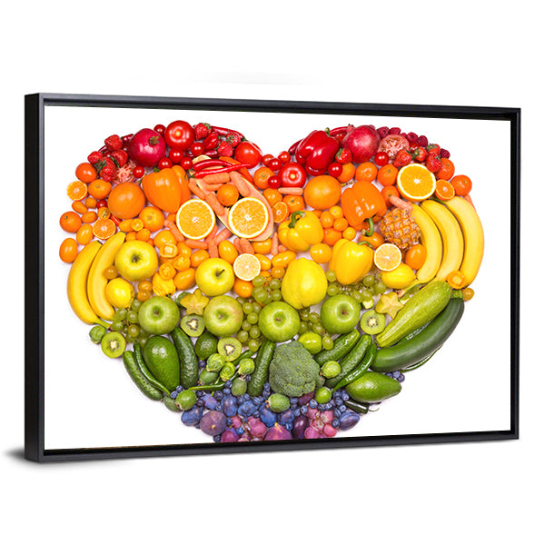 Heart Of Fruits And Vegetables Canvas Wall Art-1 Piece-Floating Frame-36" x 24"-Tiaracle