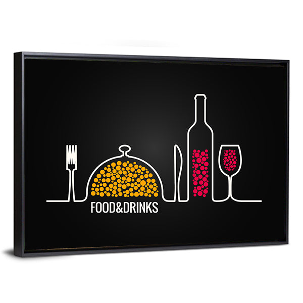 Food & Drinks Menu Line Canvas Wall Art