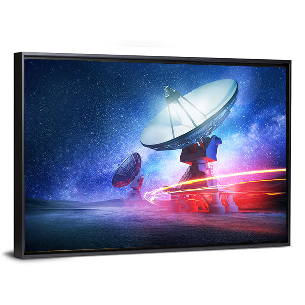 Deep Space Radio Telescope On A Milky Way Canvas Wall Art-1 Piece-Floating Frame-36" x 24"-Tiaracle