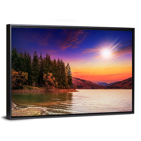 Mountain Lake in Autumn Canvas Wall Art