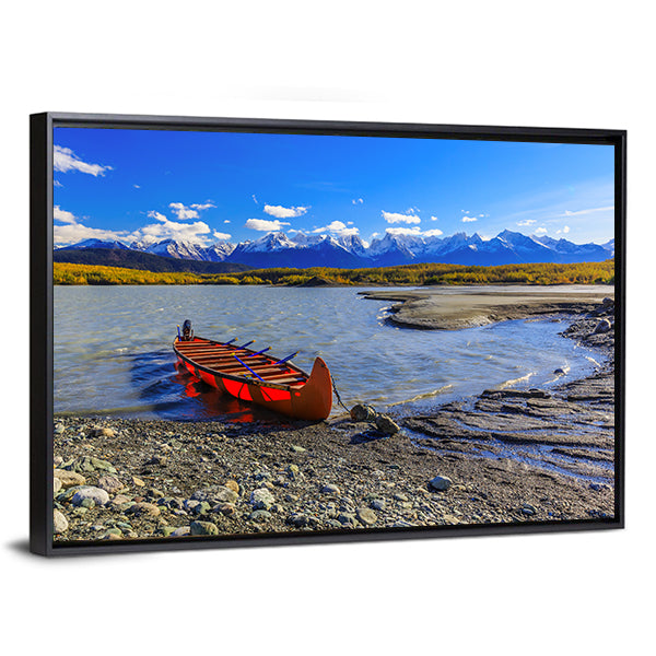 Glacial Lake Of Davidson Canvas Wall Art-1 Piece-Floating Frame-36" x 24"-Tiaracle